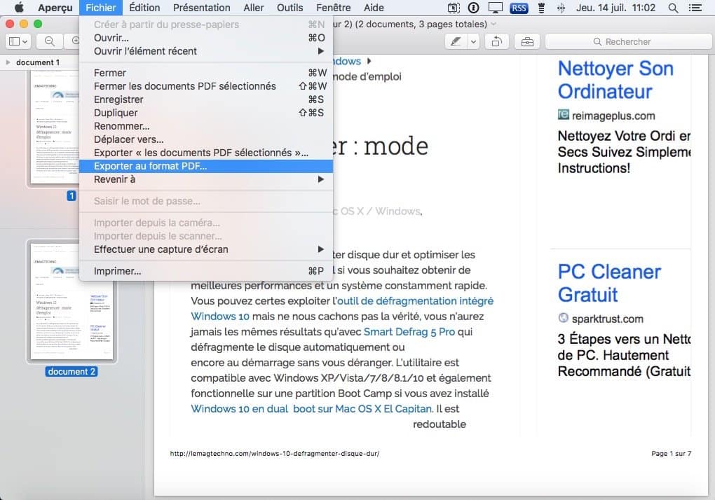 combiner 2 pdf sur mac exporter