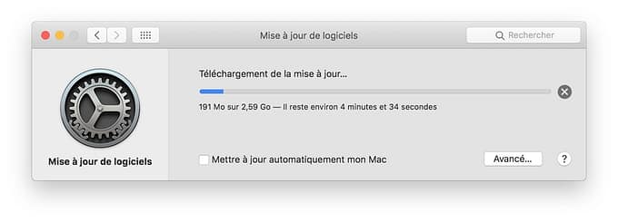telechargement mise a jour macos mojave