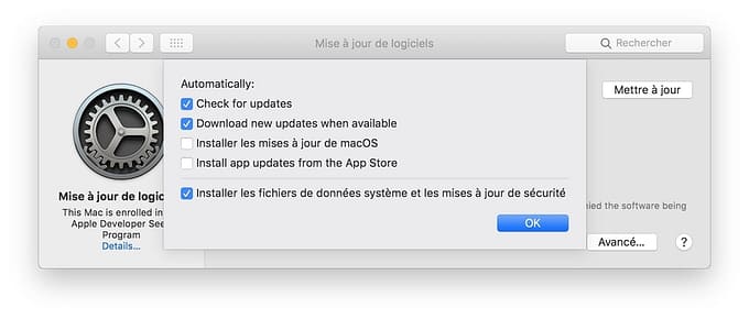Mettre a jour macOS Mojave manuellement ou automatiquement choix