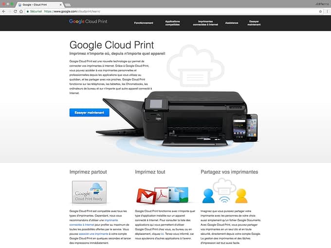 Google Cloud Print cest quoi